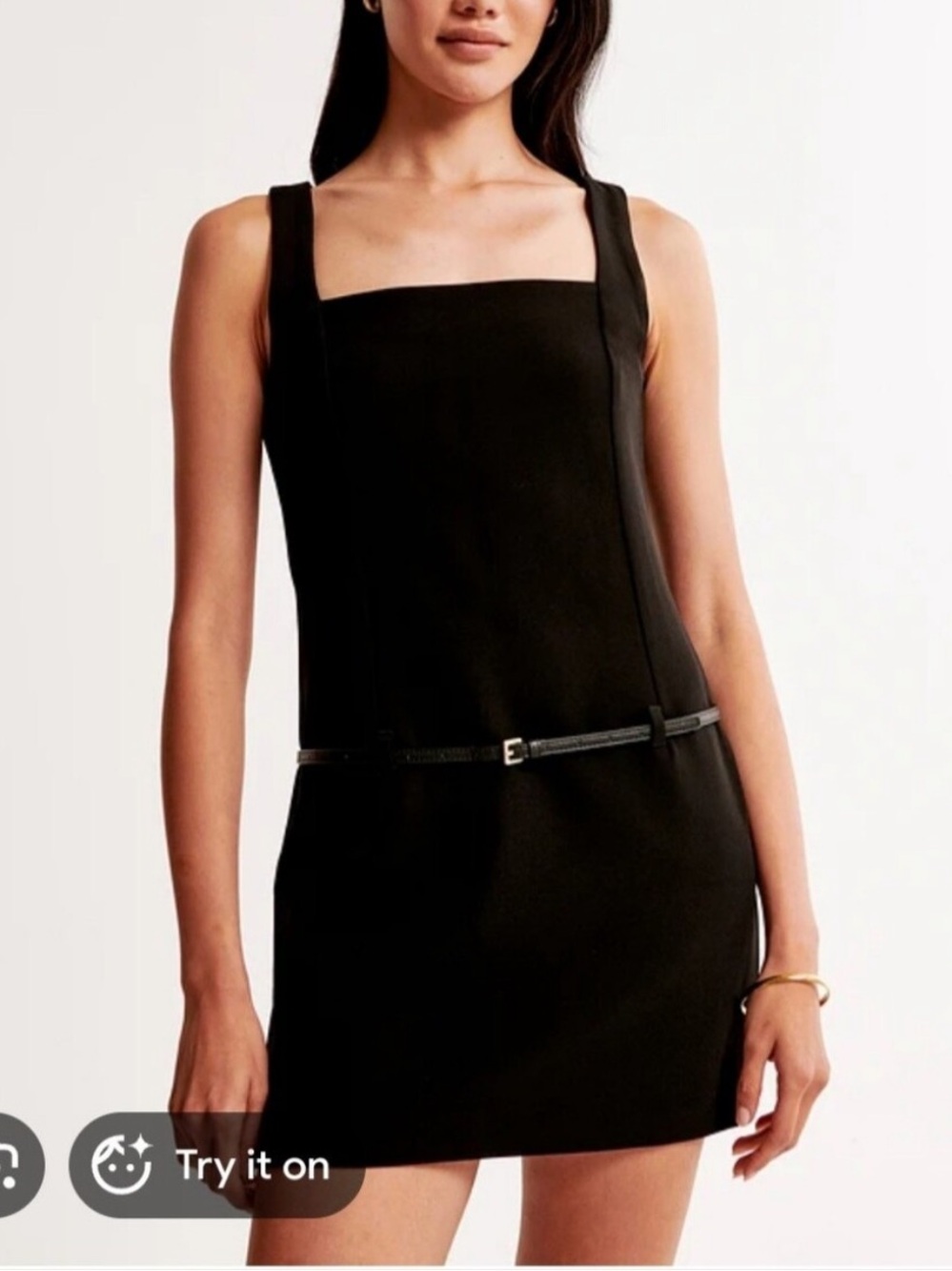 Abercrombie & Fitch Black Sleeveless Square-Neck Mini Dress